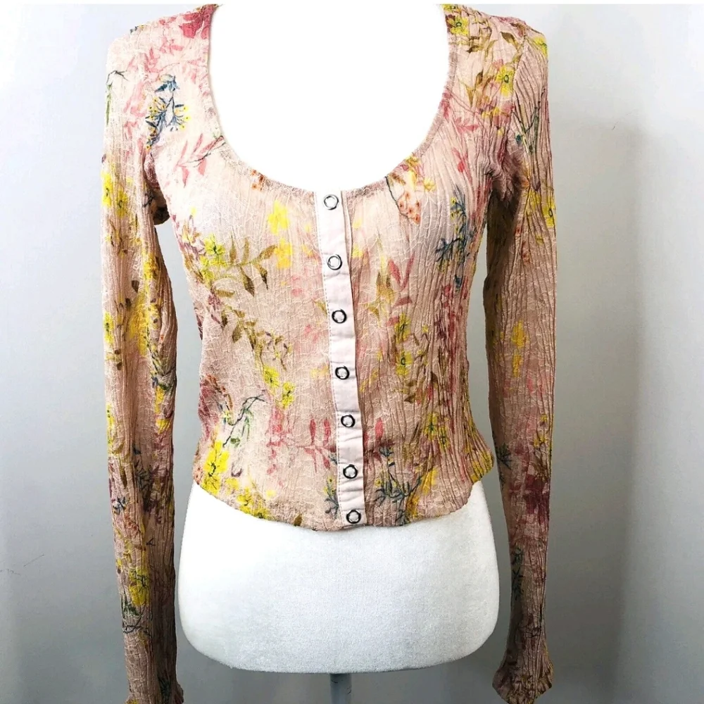 FREE PEOPLE × REVOLVE Angelina Pink Floral Lace Top Blogger Favorite  Medium NWT